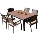 7-Piece Garden outdoor furniture Dining Set,Uv, weather and color fast fade resistant,Lightweight and durable cast aluminum frame powder coated in matte black finish.