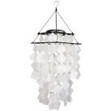 White Chandelier solar powered capiz wind chimes with hanging hook,scallop seashells wind chimes, solar powered wind chimes.