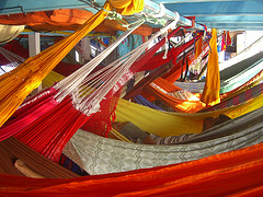 Colorful hammocks hanging in store,Cotton hammocks,Mexican hammocks