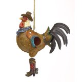  Cowboy Rooster Theme Outdoor Bird House/Feeder:Adds distinct country charm to your garden or porch,Fun gift idea.