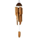 Asli Arts Collection Large Half Coconut Top Wooden Bamboo Wind Chime:Naturally weather resistant.