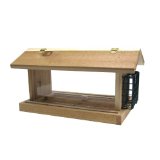  17-Inch Hopper Feeder with Suet Basket:Hinged roof makes for easy filling and cleaning.