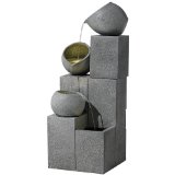 Modern Scoop Jug LED Fiberglass Water Fountain: LED floor fountain becomes an instant modern classic with a structured, cement stone look.Fiberglass stone replica fountain.