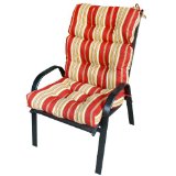 Outdoor High Back Chair Cushion with red and white stripes,UV-resistant outdoor fabrics 100-Percent polyester.