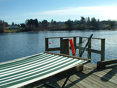 Outdoor Hammocks,Hammocks,Hammock on Dock Looking out at Lake.