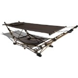Portable Folding Hammock with Carry Bag, Chocolate with Champagne Frame:removable pillow for head rest or lumbar support.