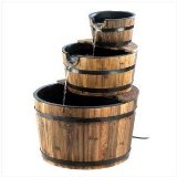 Rustic Three Tier Apple Barrel Outdoor Garden Water Fountain:Generously sized fountain with genuine wood trim adds bountiful rustic flair to your outdoor Garden.