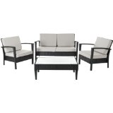 Safavieh Home Collection Patty Outdoor Living Glass Top Wicker Patio Set.