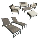 Seating and Lounger Set Patio Furniture, 7-Piece,durable cast aluminum frame powder coated in matte black finish,Uv, weather and color fast fade resistant.