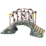 Small plastic fairy bridge looks like stone with rustic bronze and railings, miniature fairy bridges, fairy garden collection.