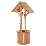 Unfinished wooden Western red Cedar wishing well with crank and bucket, wishing well kits, ornamental wishing Wells.