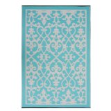 Venice Indoor/Outdoor Rug, Cream and Turquoise:Woven from straws made up of recycled plastic.