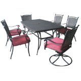 Savannah Cast Aluminum Rattan Patio Dining Set, 7 Piece,100-percent rust free, weather resistant and durable,Antique bronze powder-coat finish.