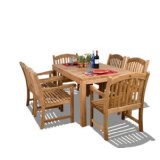 Amazonia Teak Oslo 7-Piece Teak Dining Rectangular outdoor furniture set,Color: light brown.