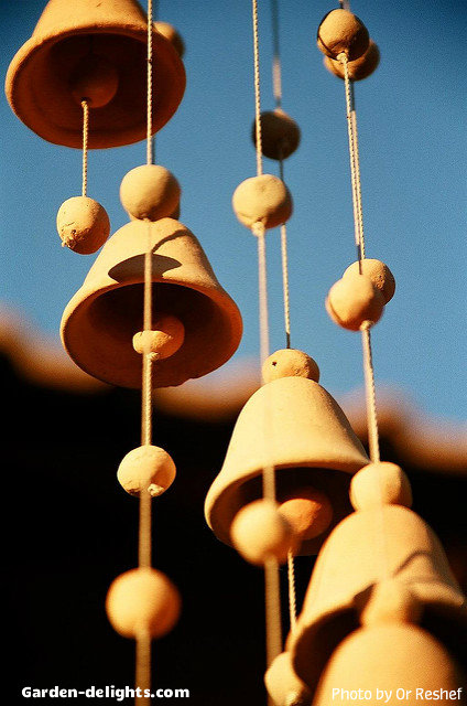 ceramic pottery windchimes with small balls