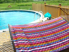 Large Hammock by outdoor pool on deck,Double Hammocks,Hammocks.