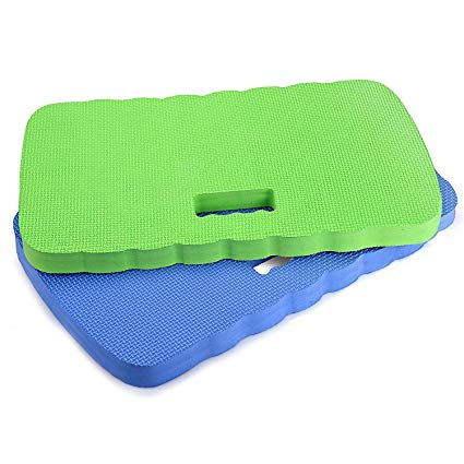 Two Garden foam Kneeling Pads blue and green, waterproof kneeling pad, floral garden kneeling pad, Bushcraft kneeling pad.