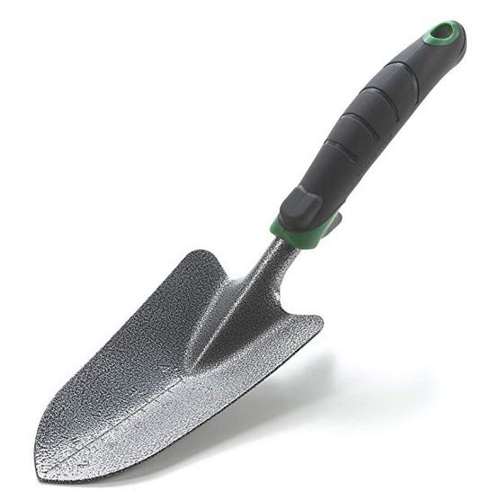 Small garden hand trowel with black and green handle, garden trowel set, heavy-duty garden trowel.