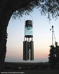 Mason jar windchimes with stainless steel tubes with sunset, garden windchimes, outdoor decorative windchimes.