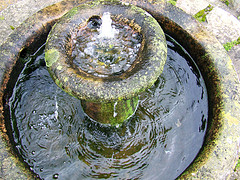 Stone indoor water fountains, floor water fountains,looking down at fountain from top.