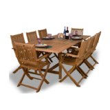 Teak Hamburg 9-Piece Teak Rectangular Dining Set.