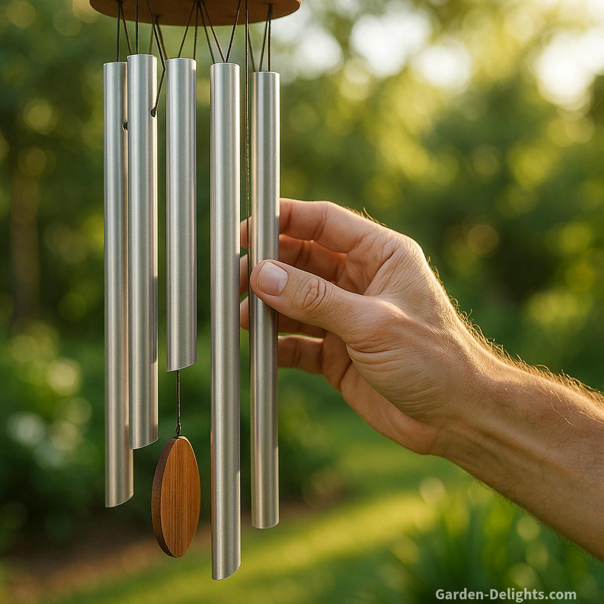 hand tuned aluminum wind chimes craftsmanship showing precision tuning for balanced tone clarity resonance and outdoor sound quality
