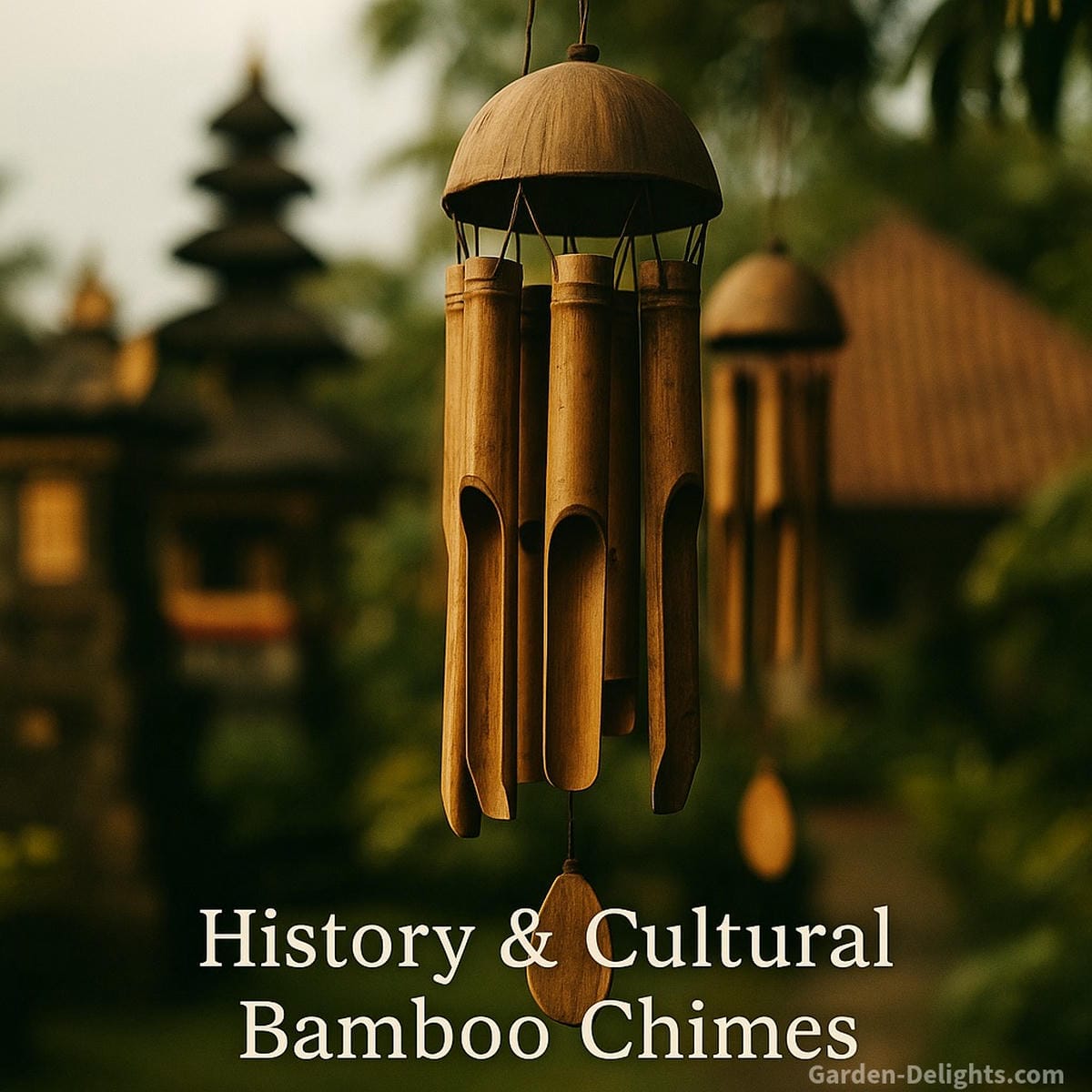 Bamboo wind chimes in Balinese temples and Thai households used for chanting, mindfulness, and Feng Shui energy flow. Their earthy tones symbolize peace, renewal, and spiritual healing across Asian traditions.