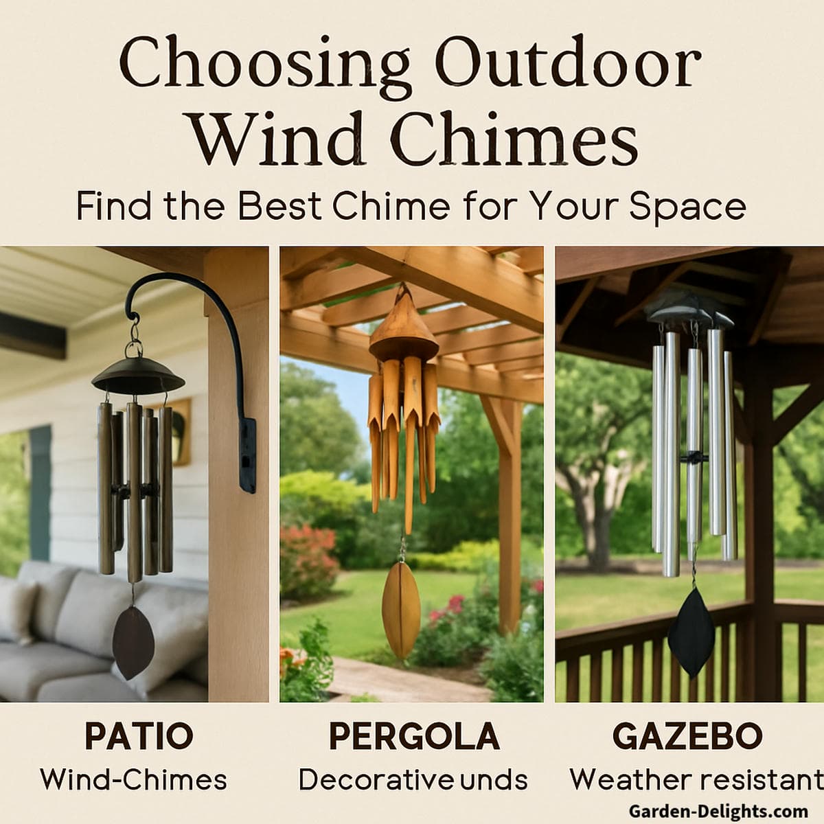 deep tone wind chimes on patio with controlled airflow and balanced sound projection