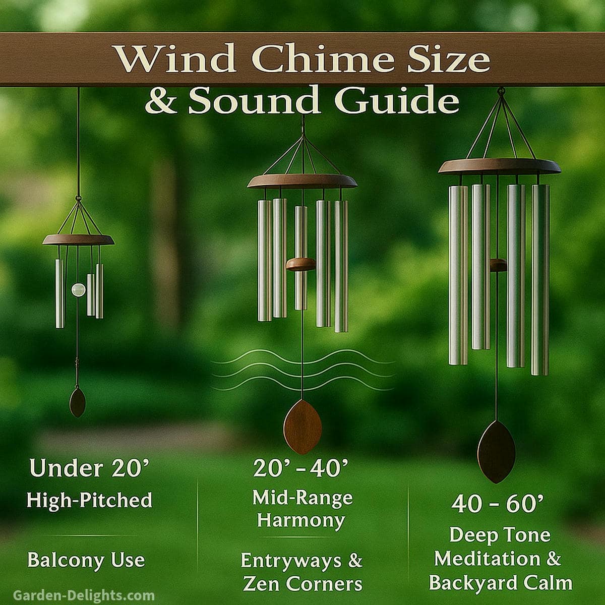 wind chime size comparison showing different tone depths