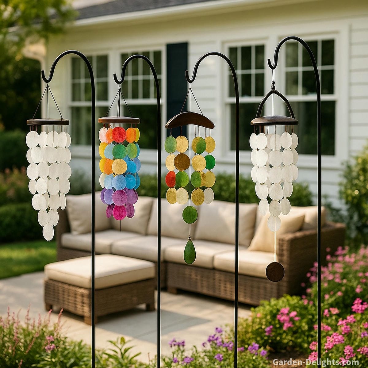 Capiz wind chimes in a cost comparison from budget-friendly decorative shells to artisan handmade chimes in peaceful patios and memorial gardens