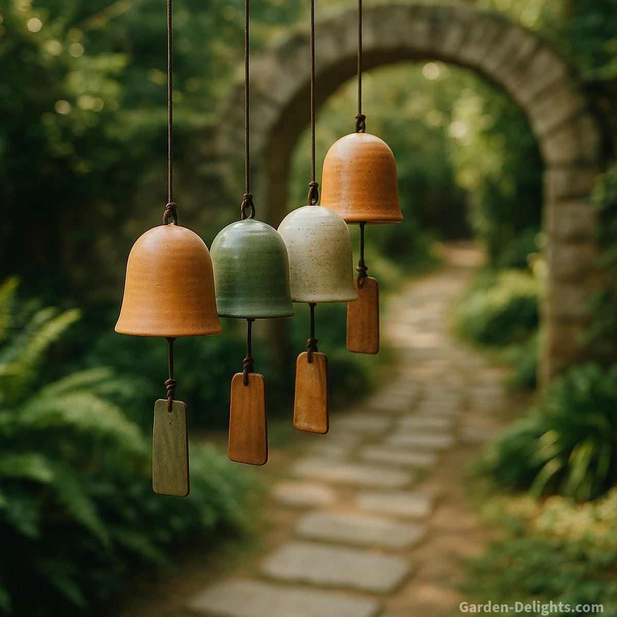 ceramic wind chimes at entryway with calm airflow