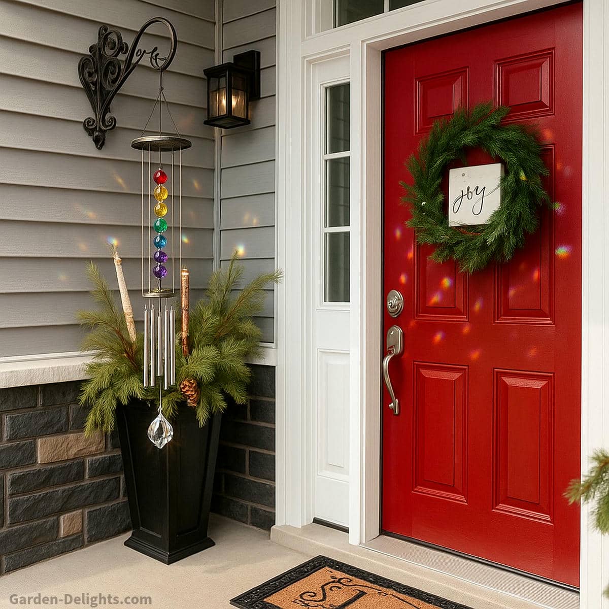 crystal wind chimes at entry with Feng Shui energy