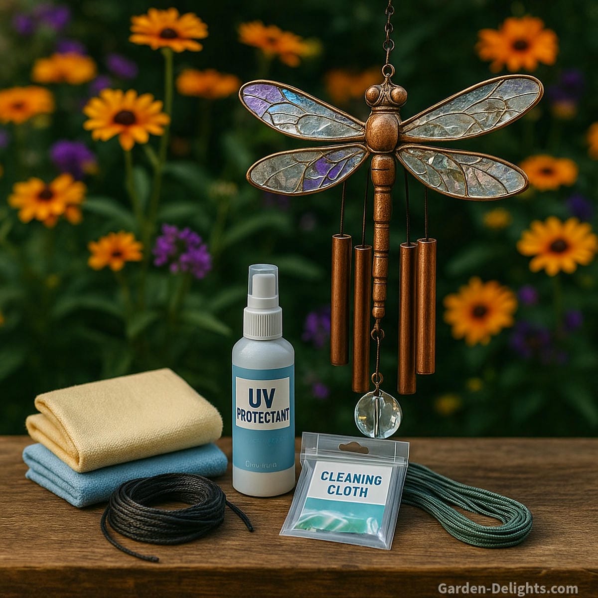 cleaning dragonfly wind chimes tools and care kit