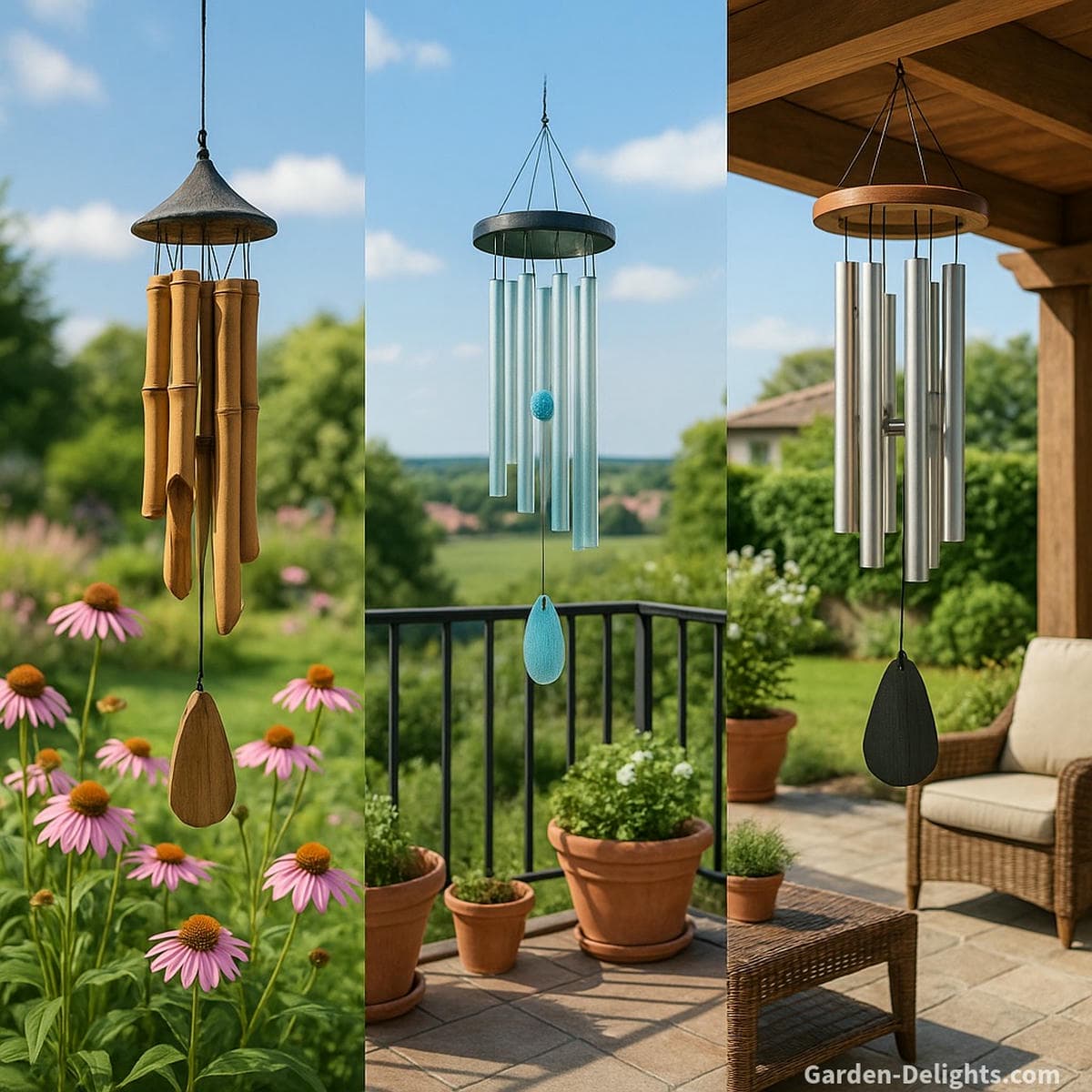 wind chimes in garden patio and balcony