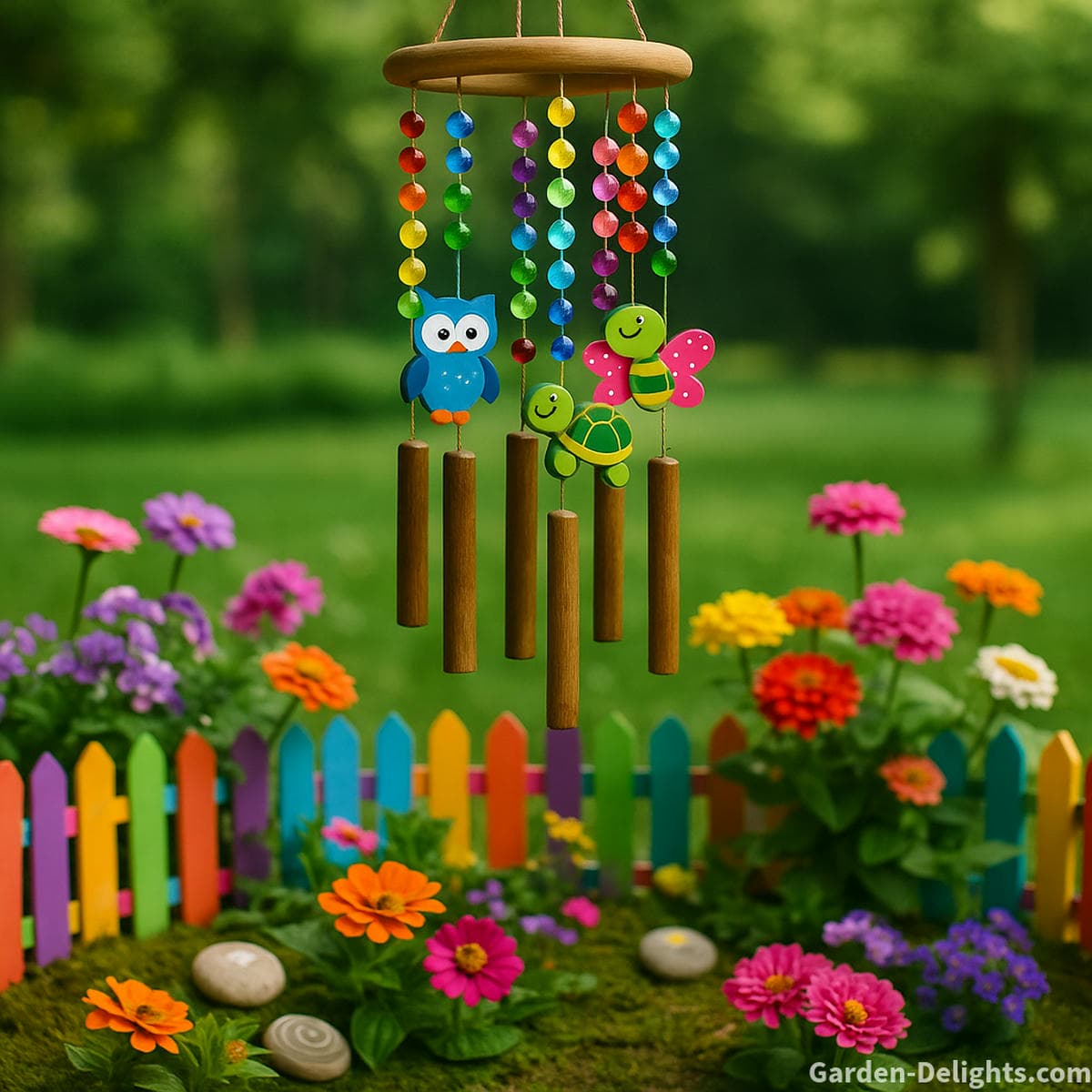 kids sensory garden wind chimes