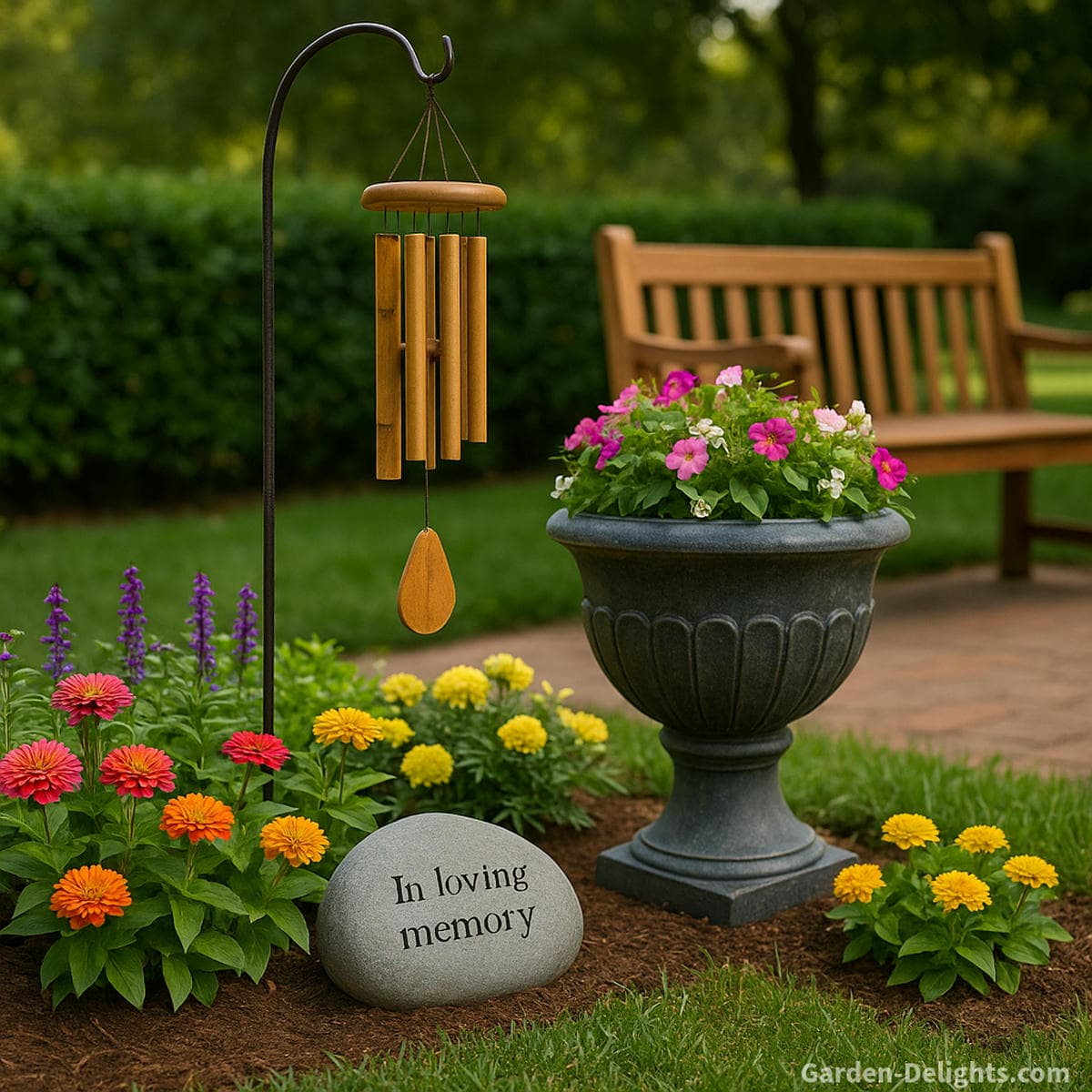 pet memorial wind chime placement garden