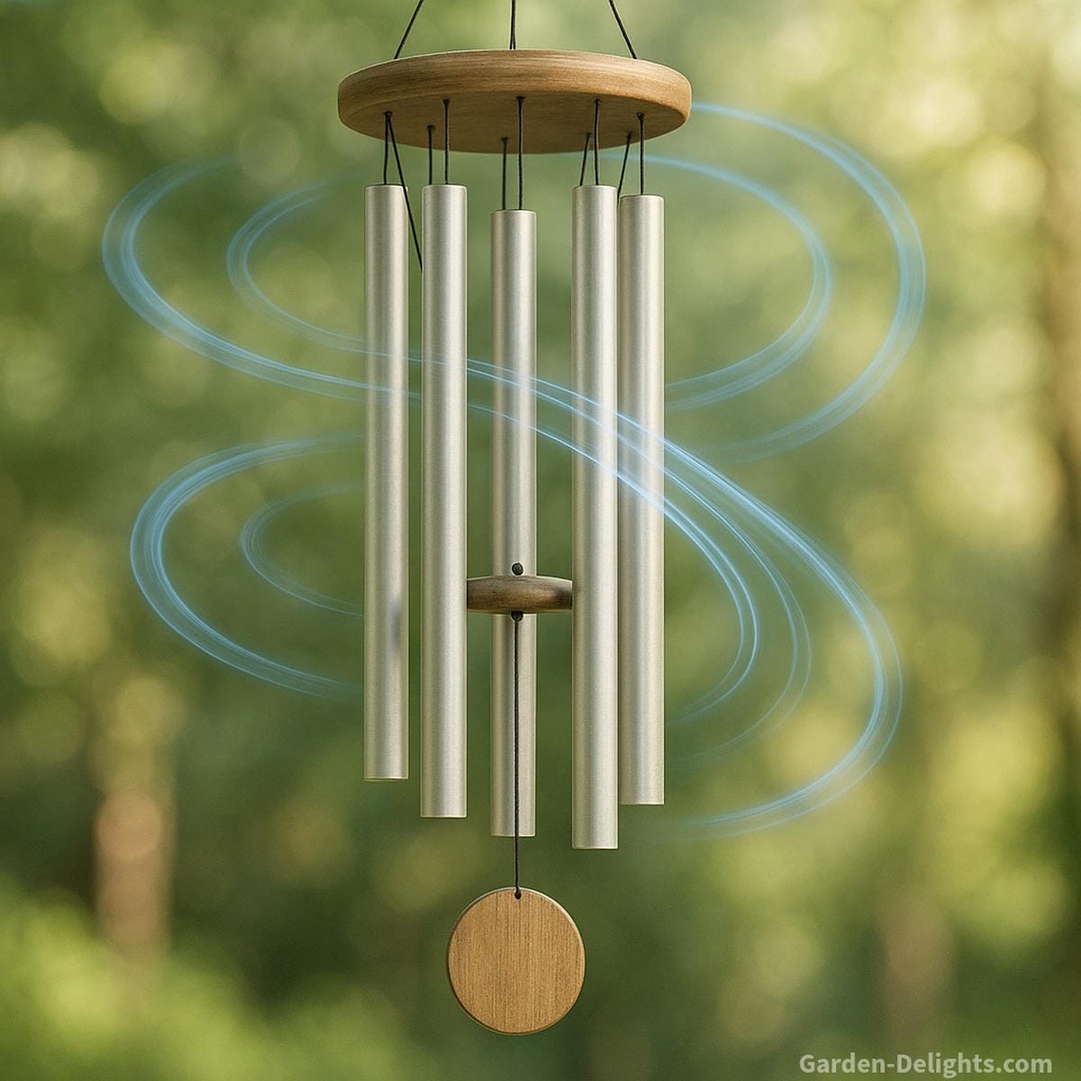 Converted quiet wind chime adjusted for soft tone with gentle airflow patterns and smooth Chi flow after fixing striker pressure and tube spacing