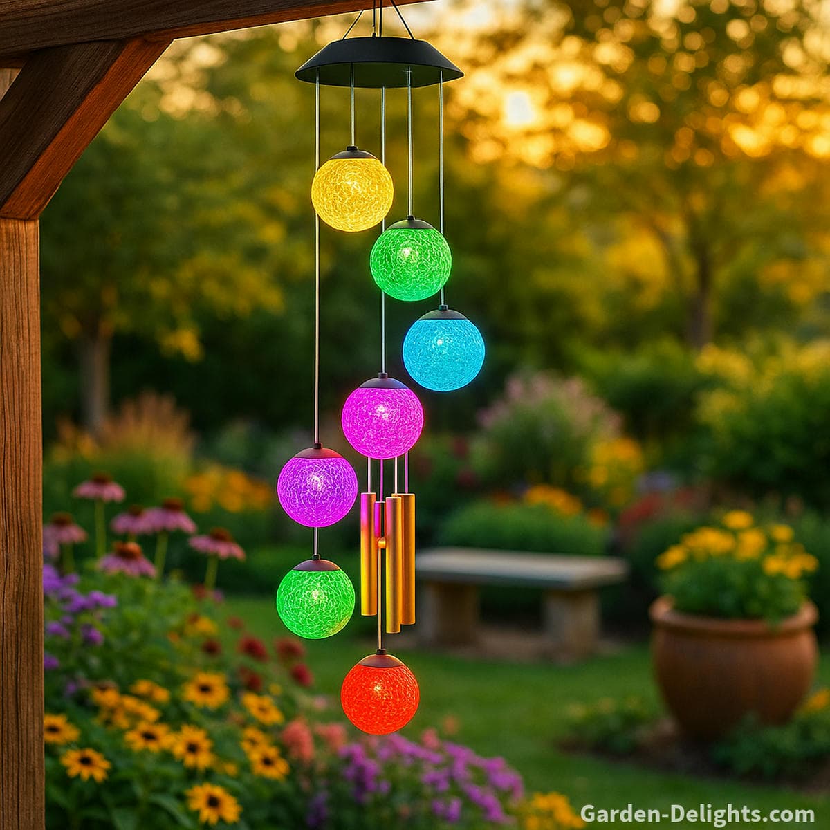 solar wind chimes garden glow