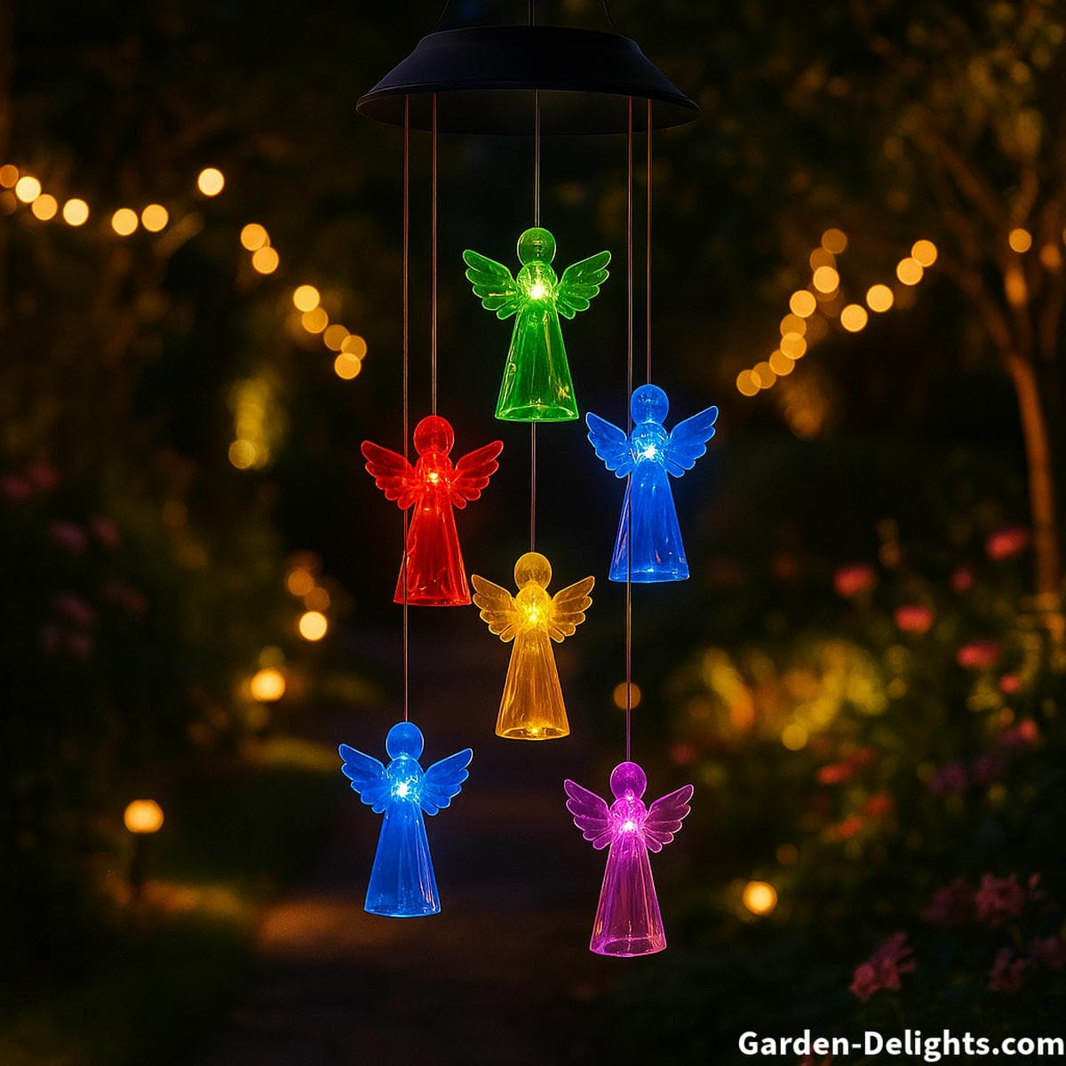 solar wind chimes night garden lighting