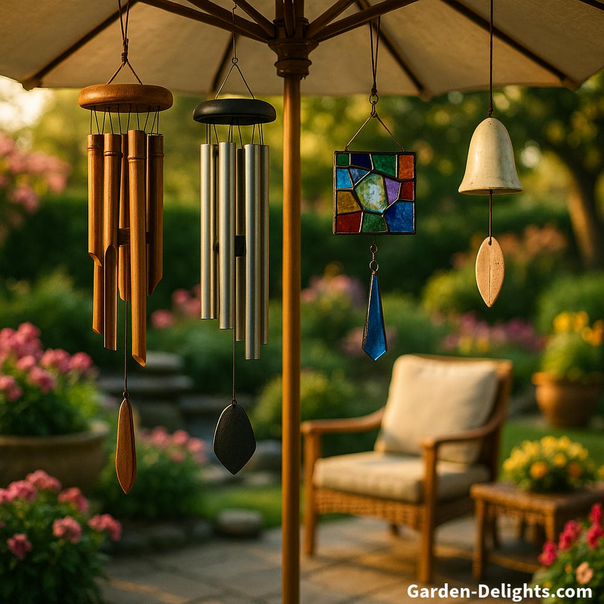 wind chime material comparison garden display