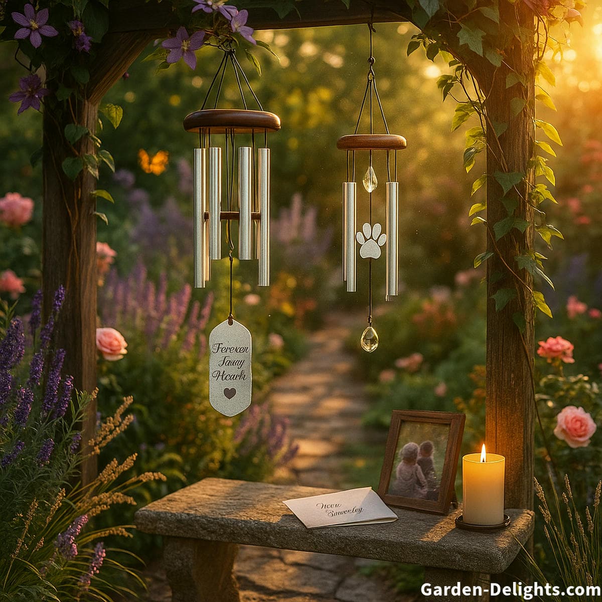 memorial wind chimes engraved remembrance gift